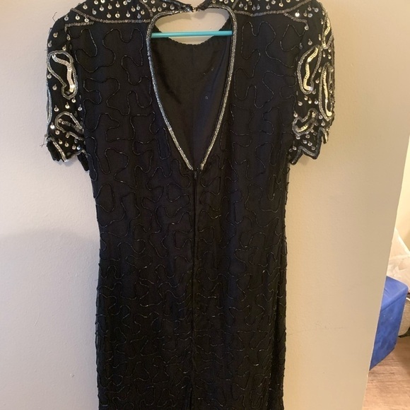 100% Silk Vintage Beaded Sparkle Sequin Cocktail Dress - Picture 3 of 11